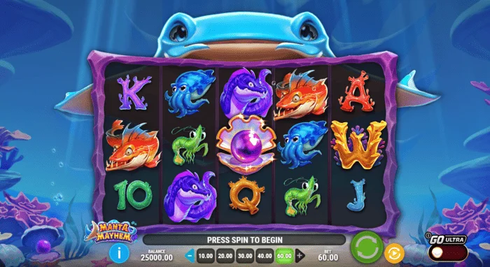 Manta Mayhem – ekran gry z bębnami i mantą